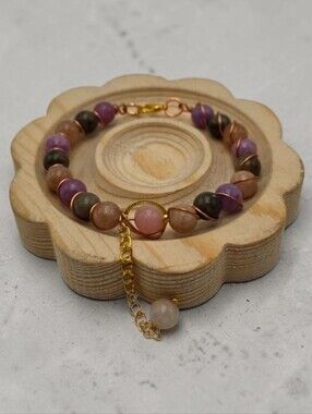 Handmade Wire-wrapped Elegant Multi-Color Beaded Bracelet